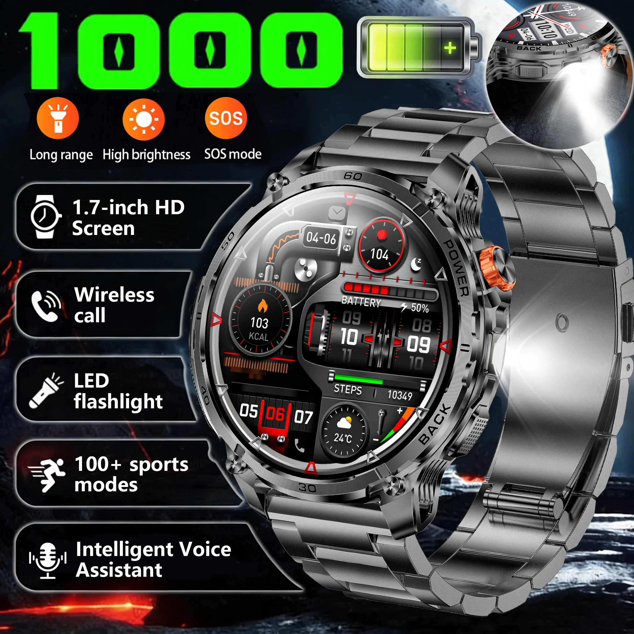 2026 1000mAh Super Capacity Battery Adult Men Smart Watch 1.7-inch Large Screen Bluetooth Call IP68 Waterproof SmartWatch Sport
2026 1000mAh Super Capacity Battery Adult Men Smart Watch 1.7-inch Large Screen Bluetooth Call IP68 Waterproof SmartWatch Sport