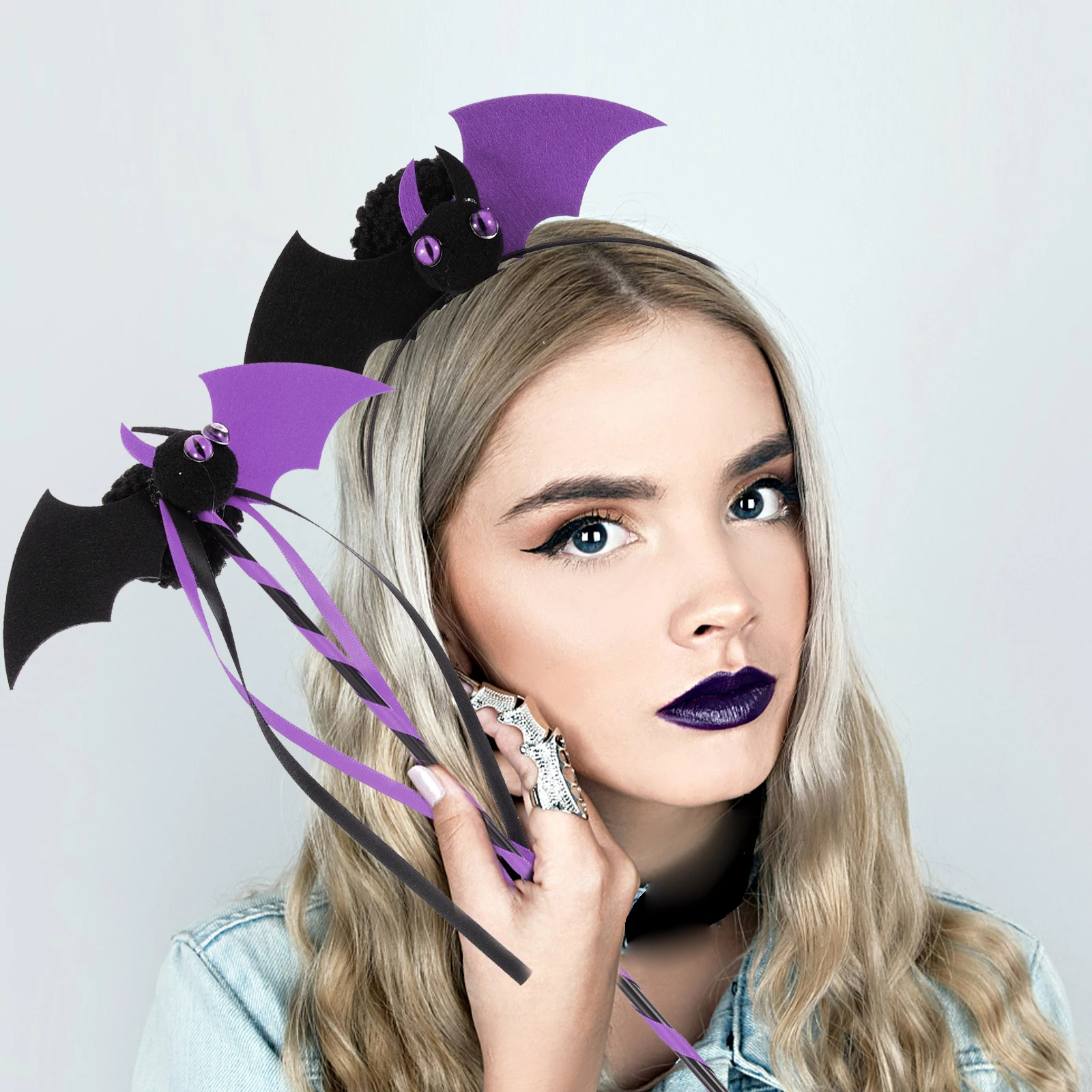1 set Bat Halloween Decoration Supplies Party Supplies Purple Halloween Headband Non-woven Cartoon Cosplay Prop 
1 set Bat Halloween Decoration Supplies Party Supplies Purple Halloween Headband Non-woven Cartoon Cosplay Prop
