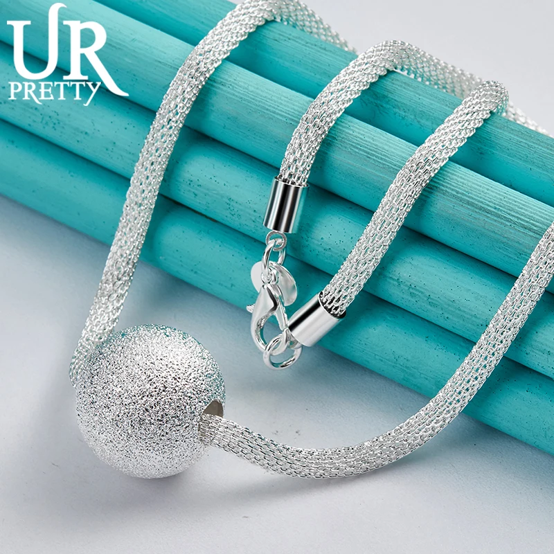 URPRETTY 925 Sterling Silver High End Exquisite Frosted Ball Necklace 18 Inch Chain For Woman Man Wedding Party Jewelry
URPRETTY 925 Sterling Silver High End Exquisite Frosted Ball Necklace 18 Inch Chain For Woman Man Wedding Party Jewelry