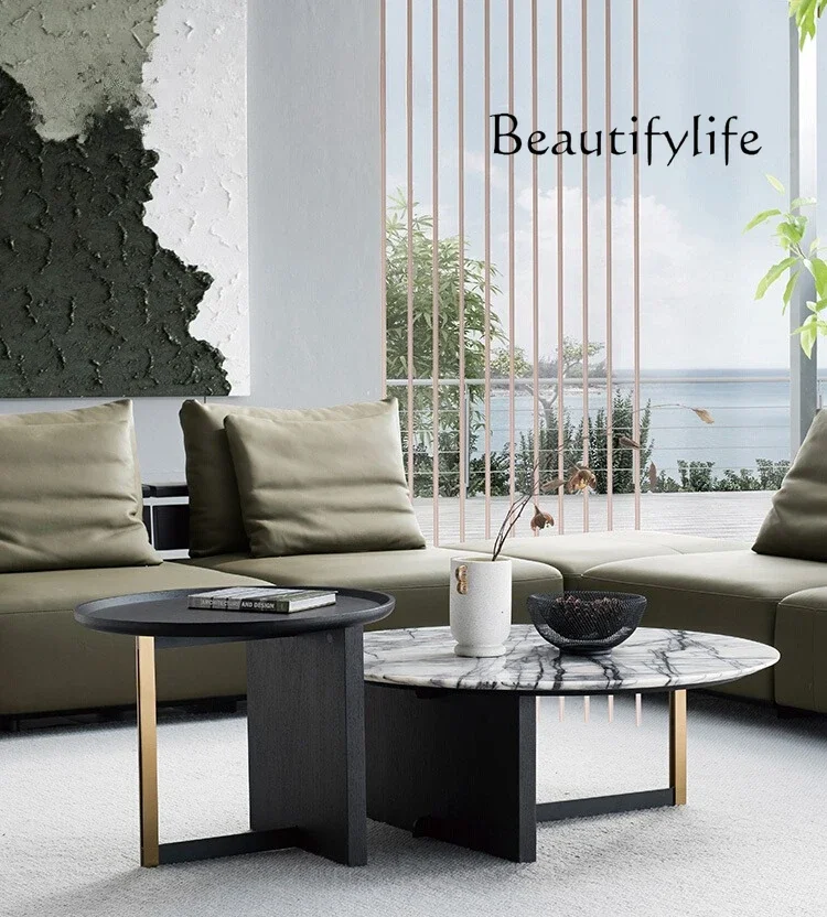 Italian minimalist round combination coffee table modern light luxury high-end natural marble small corner table
Italian minimalist round combination coffee table modern light luxury high-end natural marble small corner table