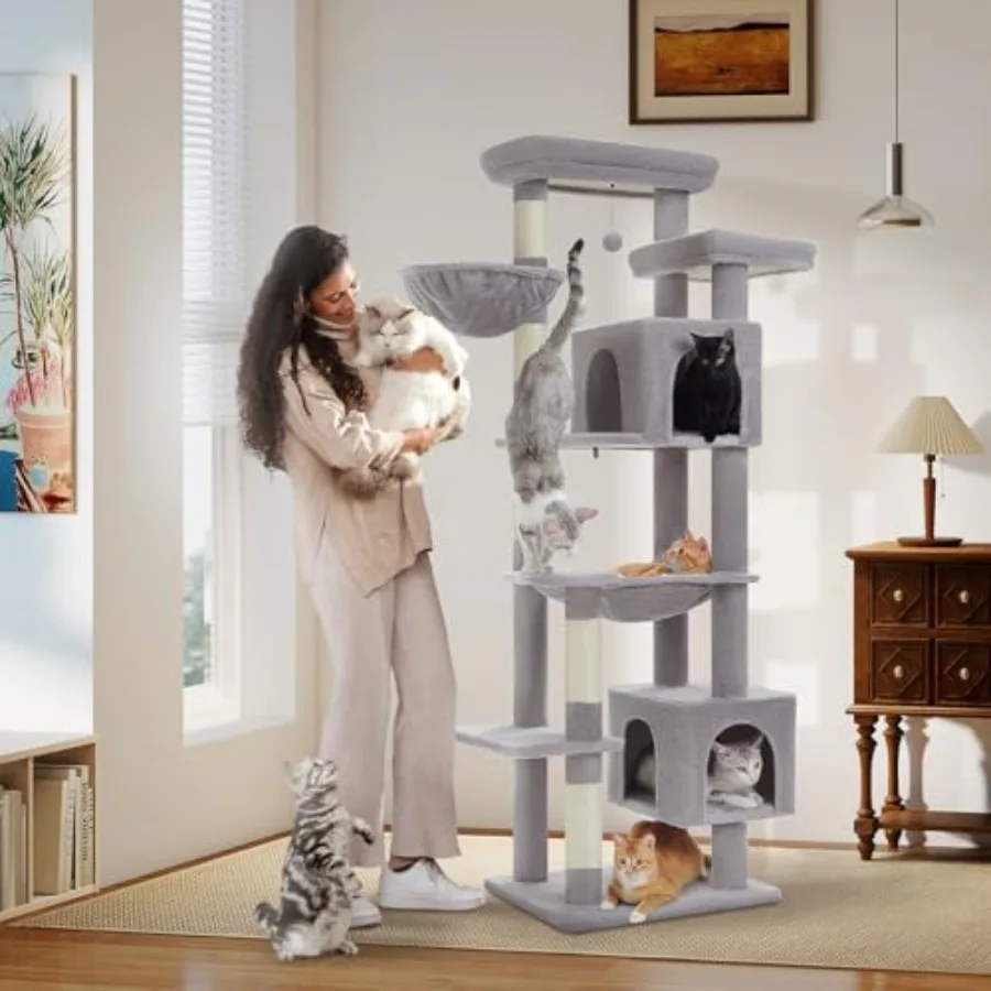 69, высокое кошачье дерево для больших кошек в помещении с большим гамаком, башня для лазанья на дереве для кошек с когтеточками, домик Condo и большой
69, высокое кошачье дерево для больших кошек в помещении с большим гамаком, башня для лазанья на дереве для кошек с когтеточками, домик Condo и большой