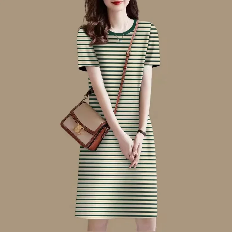 Round Neck Loose Striped Casual Ice Silk Dress French Fashion Ventilate Pullover Women's Summer Dress
Round Neck Loose Striped Casual Ice Silk Dress French Fashion Ventilate Pullover Women's Summer Dress