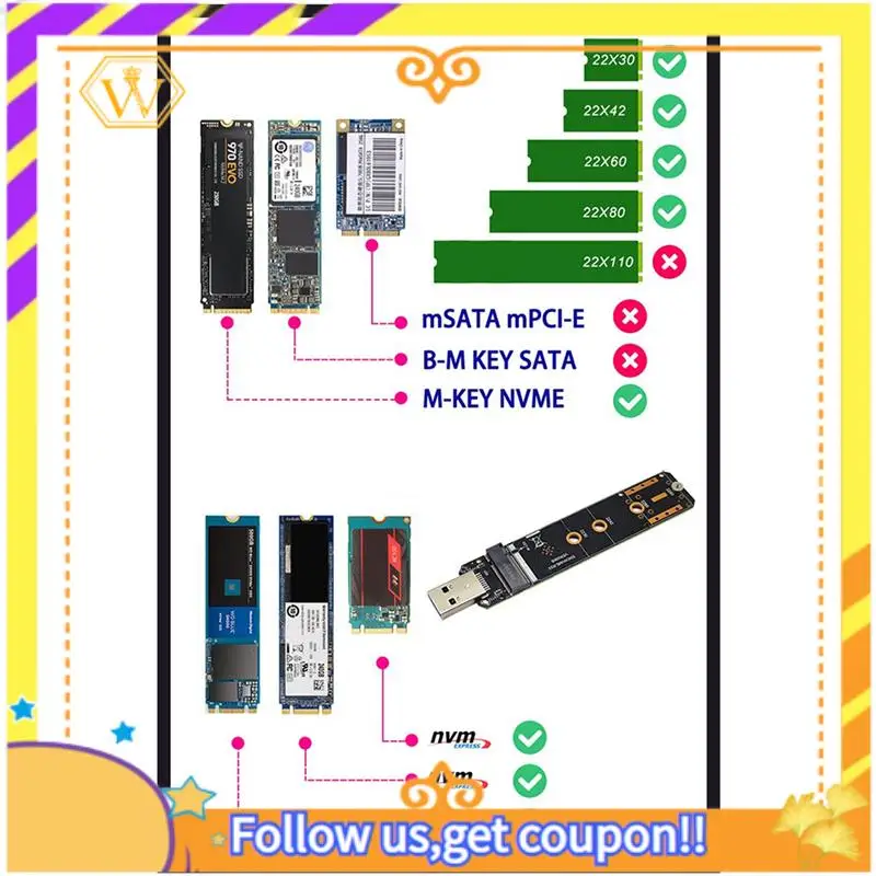 Новейший адаптер — адаптер M.2 NVME SSD — USB3.2 GEN2 10 Гбит/с, адаптер M.2 NVME SSD для 2230 2242 2260 2280 NVME M.2 SSD RTL9210B
Новейший адаптер — адаптер M.2 NVME SSD — USB3.2 GEN2 10 Гбит/с, адаптер M.2 NVME SSD для 2230 2242 2260 2280 NVME M.2 SSD RTL9210B