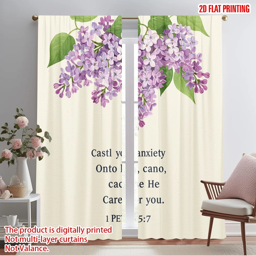2pcs 2D flat printing Drapes Lilac Flowers Bible Verse Polyester Without Electricity 0 Perfect for Indoor Celebrations Studio
2pcs 2D flat printing Drapes Lilac Flowers Bible Verse Polyester Without Electricity 0 Perfect for Indoor Celebrations Studio