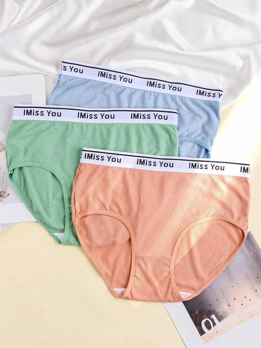Womens High Waisted Ribbed Panties With Letter Print Breathable Elastic Waistband Comfortable Daily Wear
Womens High Waisted Ribbed Panties With Letter Print Breathable Elastic Waistband Comfortable Daily Wear