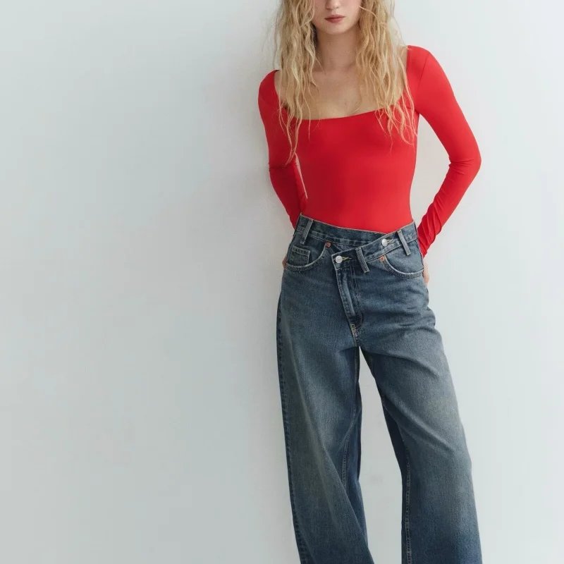 European and American style spring new elastic slim fit square neck long sleeve bottoming jumpsuit
European and American style spring new elastic slim fit square neck long sleeve bottoming jumpsuit