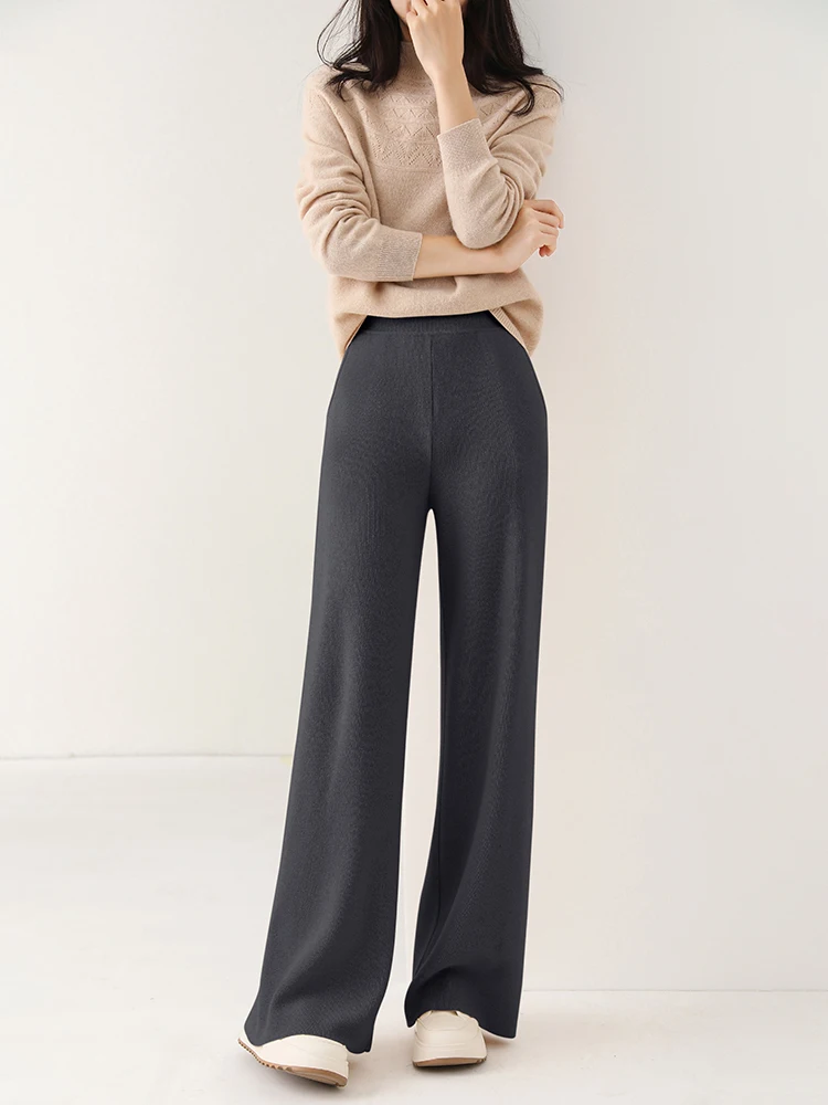 High Waist Knit Wool Wide Leg Pants for Women, Solid Color Draped Trousers with Elastic Waist, Casual Straight Fit Winter Trouse
High Waist Knit Wool Wide Leg Pants for Women, Solid Color Draped Trousers with Elastic Waist, Casual Straight Fit Winter Trouse