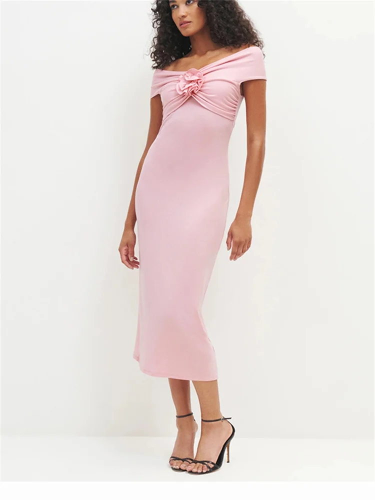 Summer New 2024 Mid length Knitted Dress Women's Solid One Slash Neck Off Shoulder Sexy Slim Fit Sexy French Flower Midi Dresses
Summer New 2024 Mid length Knitted Dress Women's Solid One Slash Neck Off Shoulder Sexy Slim Fit Sexy French Flower Midi Dresses