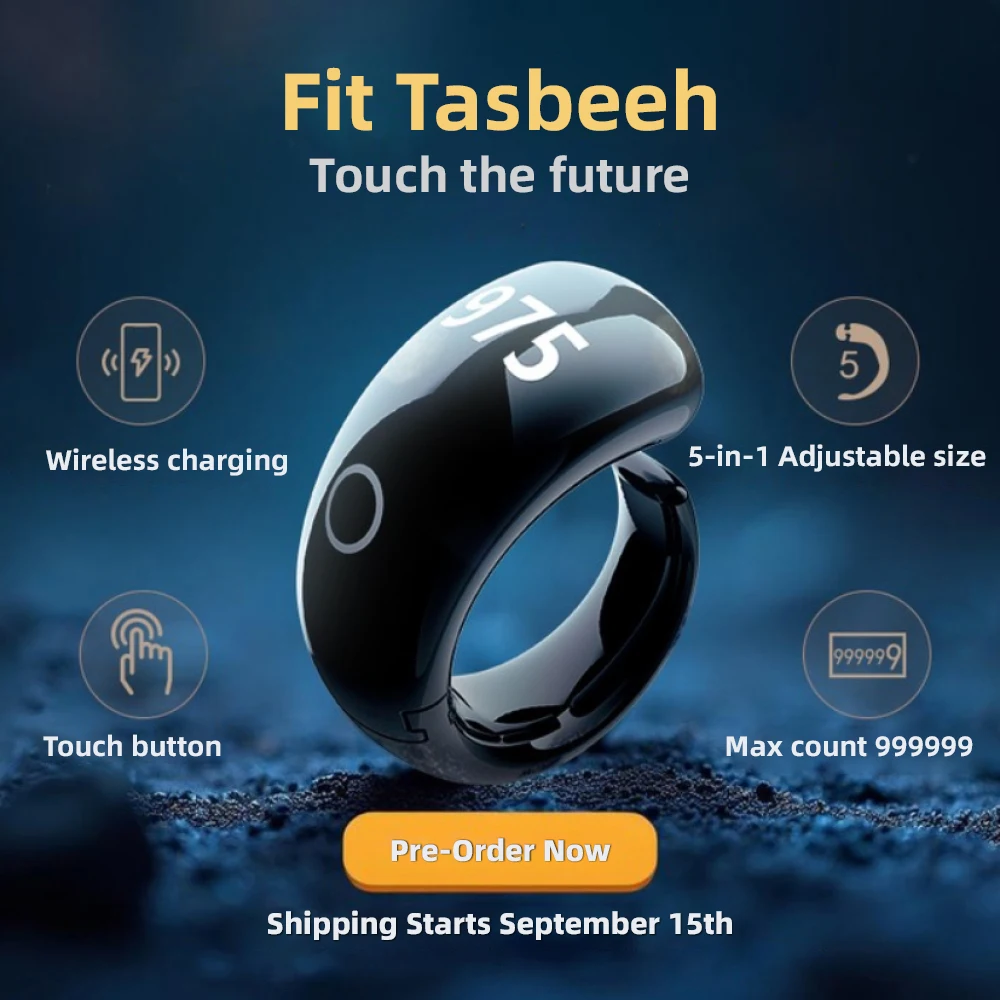 SQ976 Muslim Style Alloy Digital Tasbih Counter Prayer Reminder Zikr Ring for Muslim Smart Rings with Azan Alarm Clock
SQ976 Muslim Style Alloy Digital Tasbih Counter Prayer Reminder Zikr Ring for Muslim Smart Rings with Azan Alarm Clock