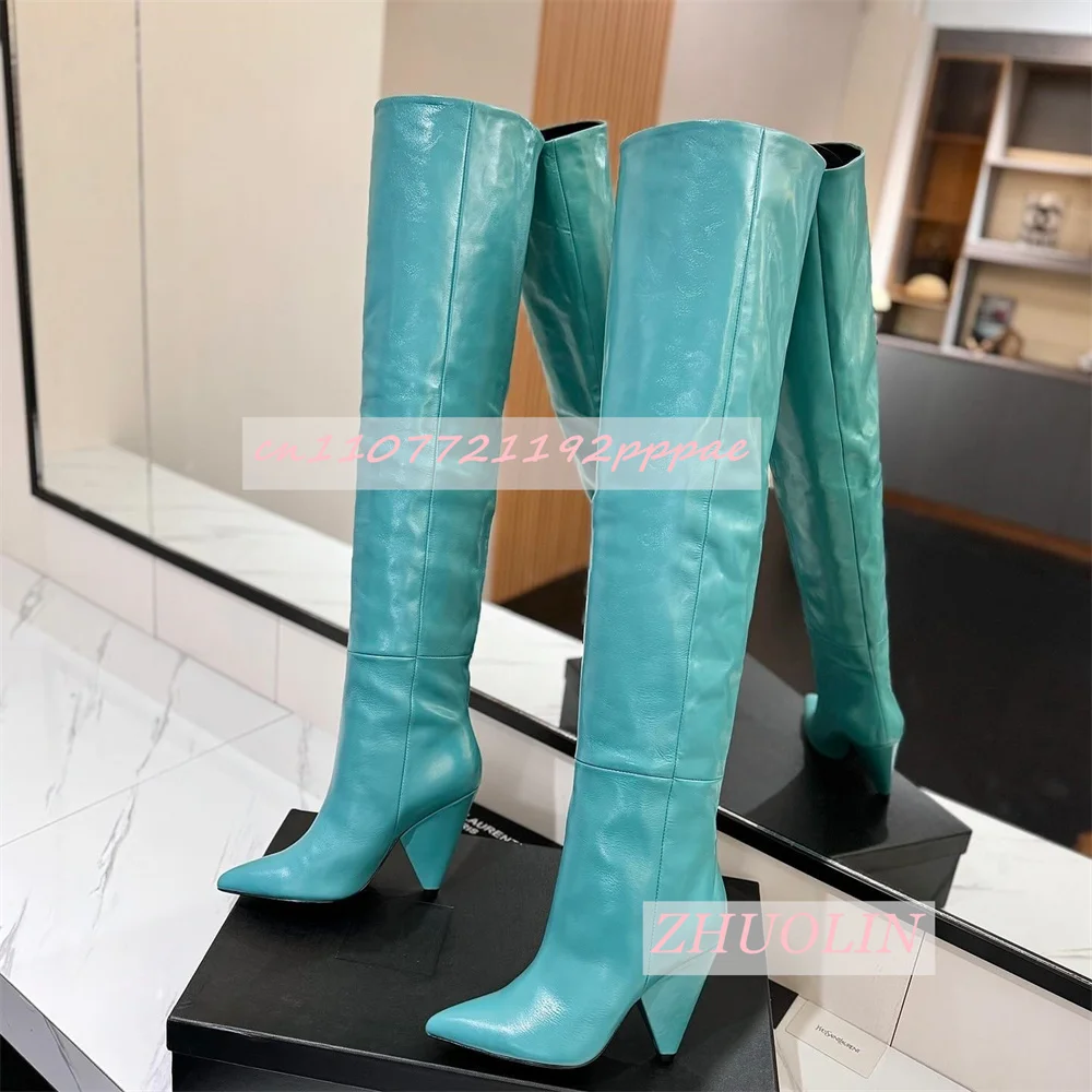Women'S Luxury Slim Fit Tapered Heel Over-The-Knee Boots In Blue Pointed Toe Slip-On Long Boots Elegant Dress Stretch Boots 45
Women'S Luxury Slim Fit Tapered Heel Over-The-Knee Boots In Blue Pointed Toe Slip-On Long Boots Elegant Dress Stretch Boots 45