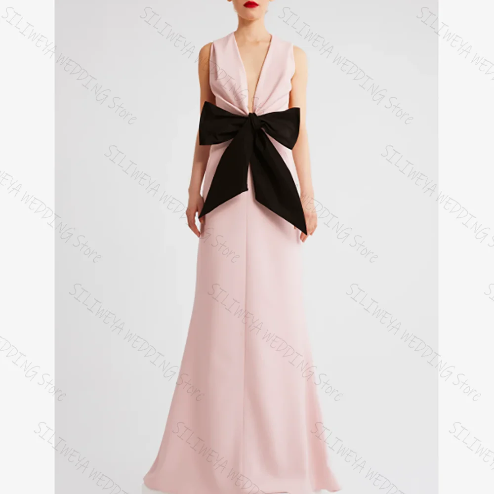 Simple Pink Black Bow Chic Prom Dresses Elegant Sleeveless A-Line Floor-Length Female Party Evening Gown
Simple Pink Black Bow Chic Prom Dresses Elegant Sleeveless A-Line Floor-Length Female Party Evening Gown