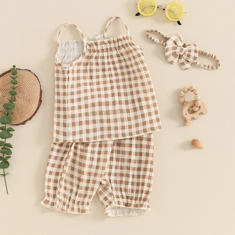 Newborn Baby Girl 2Pcs Shorts Sets Summer Clothes Sleeveless Plaid Tops and Shorts with Headband Set Infant Clothing
Newborn Baby Girl 2Pcs Shorts Sets Summer Clothes Sleeveless Plaid Tops and Shorts with Headband Set Infant Clothing