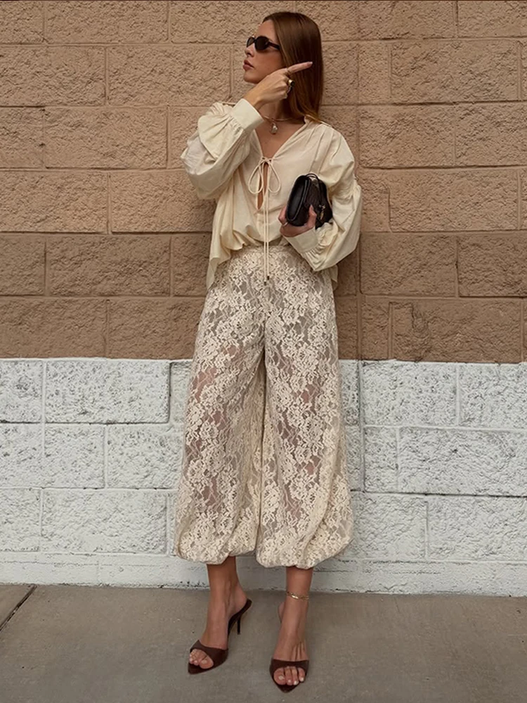 Summer Women Pant Lace Floral Solid Elastic Waist Female Trouser Elegant Vintage Lady High Street Long Pant 2026
Summer Women Pant Lace Floral Solid Elastic Waist Female Trouser Elegant Vintage Lady High Street Long Pant 2026