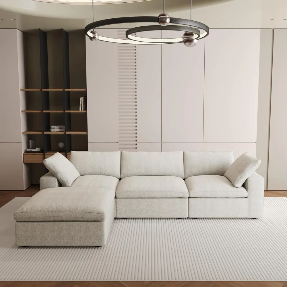 120.45" Cloud Modular Sectional Sofa with Storage Ottoman, L Shaped Minimalist Convertible Couch Deep Seat Sofa for Living Room
120.45" Cloud Modular Sectional Sofa with Storage Ottoman, L Shaped Minimalist Convertible Couch Deep Seat Sofa for Living Room