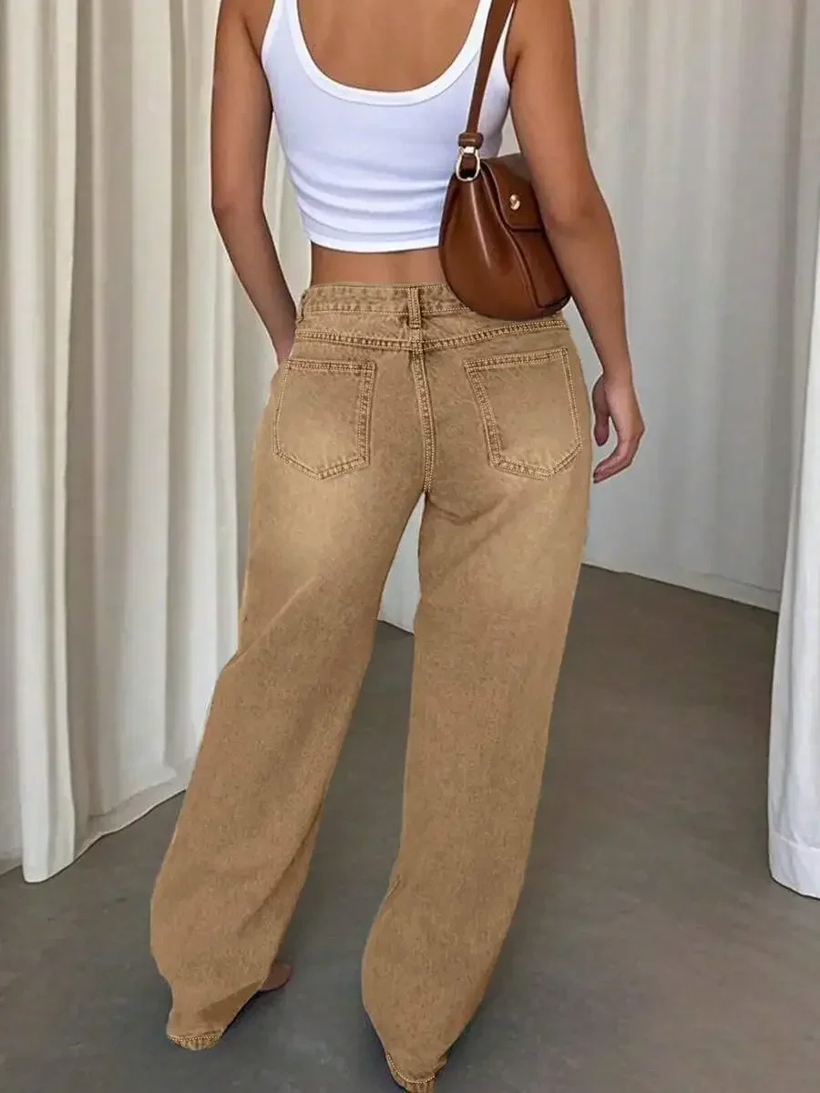Womens Washed Solid Color Wide Leg Denim Pants Casual Street Style
Womens Washed Solid Color Wide Leg Denim Pants Casual Street Style