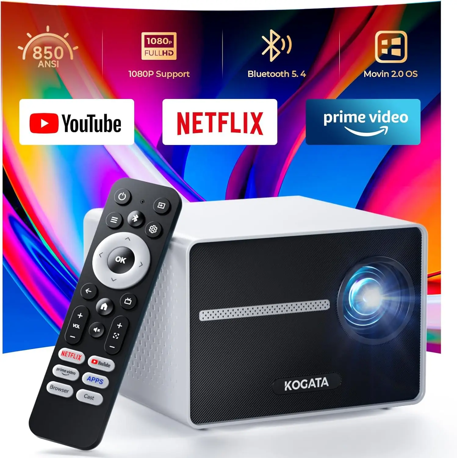 850 ANSI Mini Projector with WiFi & Bluetooth, Electric Focus, 4D Keystone, 1080P HD for Home Theater
850 ANSI Mini Projector with WiFi & Bluetooth, Electric Focus, 4D Keystone, 1080P HD for Home Theater