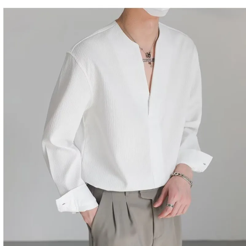Fashion Men Shirt Solid Color Loose V Neck Long Sleeve Men Clothing Streetwear Korean Style Casual Shirts Men S-3XL
Fashion Men Shirt Solid Color Loose V Neck Long Sleeve Men Clothing Streetwear Korean Style Casual Shirts Men S-3XL