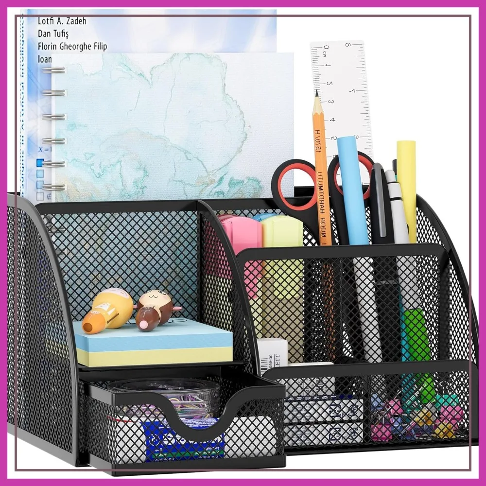 Multi-Functional Mesh Desk Organizer with Drawer, 6 Compartments for Office School Supplies
Multi-Functional Mesh Desk Organizer with Drawer, 6 Compartments for Office School Supplies