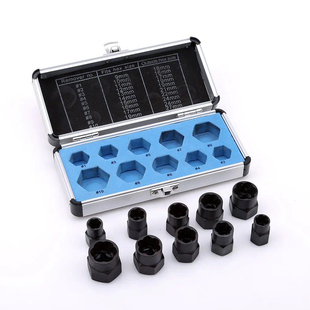 10pcs Nut Extractor Set Damaged Stripped Broken Nuts Remover Steel Alloy Anti Rust Oxidation Drill Compatible Household Tool Kit
10pcs Nut Extractor Set Damaged Stripped Broken Nuts Remover Steel Alloy Anti Rust Oxidation Drill Compatible Household Tool Kit