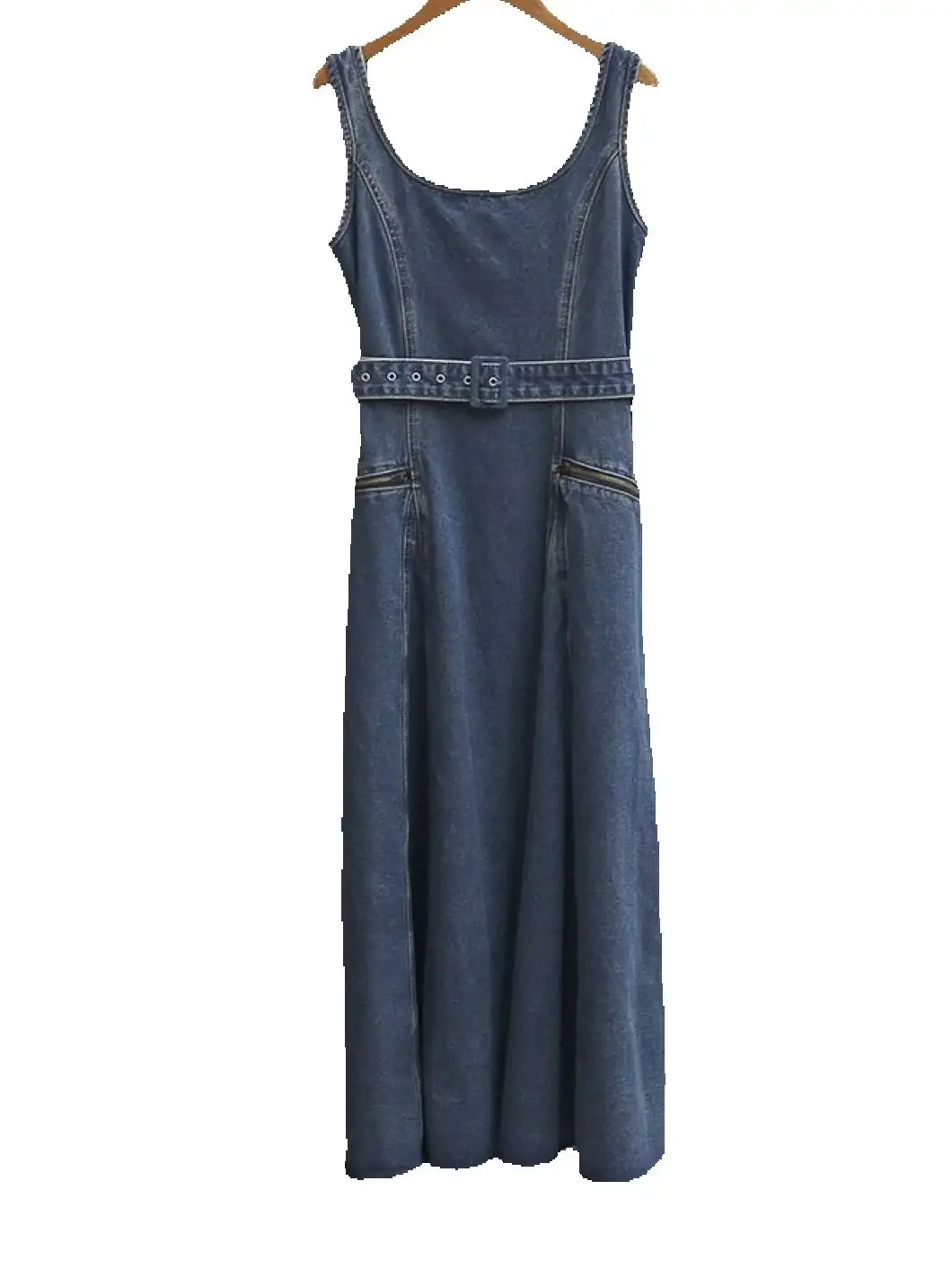 Spring/Summer Women O-Neck Sleeveless Denim Solid Maxi Dress Belt Pocket Zipper High Waist A-line Casual Pinafore Dress
Spring/Summer Women O-Neck Sleeveless Denim Solid Maxi Dress Belt Pocket Zipper High Waist A-line Casual Pinafore Dress