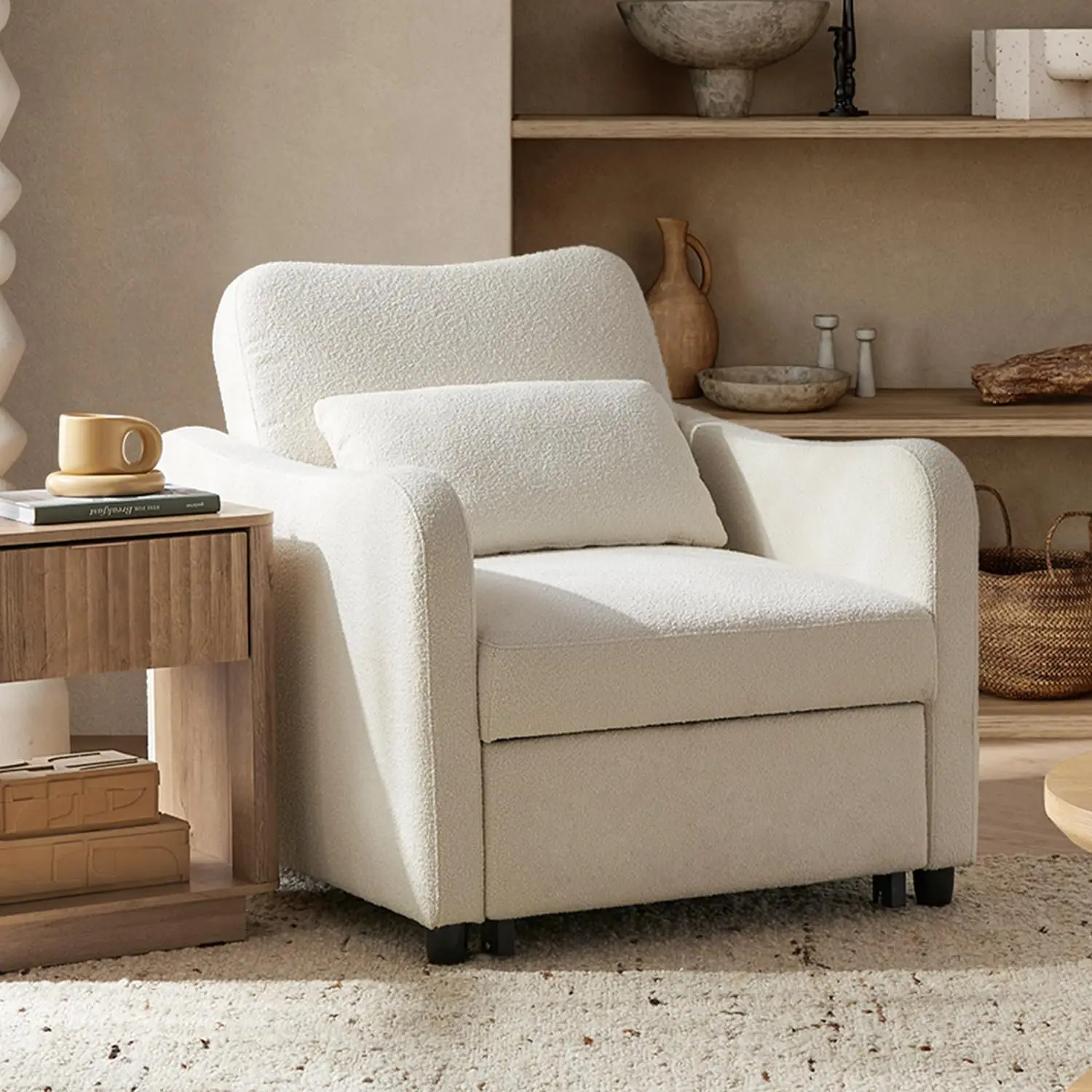 4-in-1 Convertible Sleeper Chair Bed, Accent Chair, Chaise Lounge, Comfy Reading Armchair, Pull Out Sofa Bed with Adjustable
4-in-1 Convertible Sleeper Chair Bed, Accent Chair, Chaise Lounge, Comfy Reading Armchair, Pull Out Sofa Bed with Adjustable