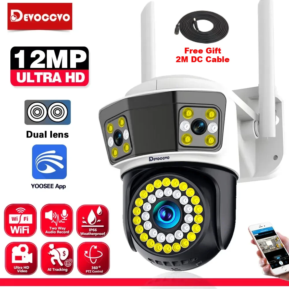 12MP 6K WIFI IP Outdoor Camera Auto Tracking PTZ Video Surveillance Camera Three Lens Three Screen Waterproof Security System
12MP 6K WIFI IP Outdoor Camera Auto Tracking PTZ Video Surveillance Camera Three Lens Three Screen Waterproof Security System