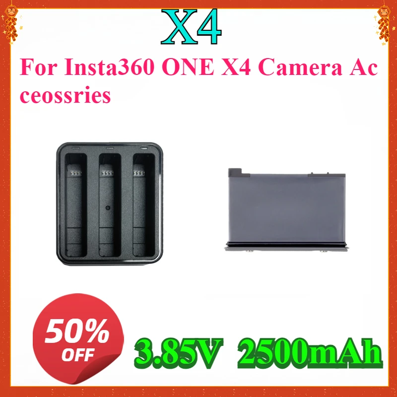 New High Capacity 2500mAh Battery for Insta360 X4 Battery+3-Slot LED Charger Fast Charge for Insta360 ONE X4 Camera Acceossries
New High Capacity 2500mAh Battery for Insta360 X4 Battery+3-Slot LED Charger Fast Charge for Insta360 ONE X4 Camera Acceossries