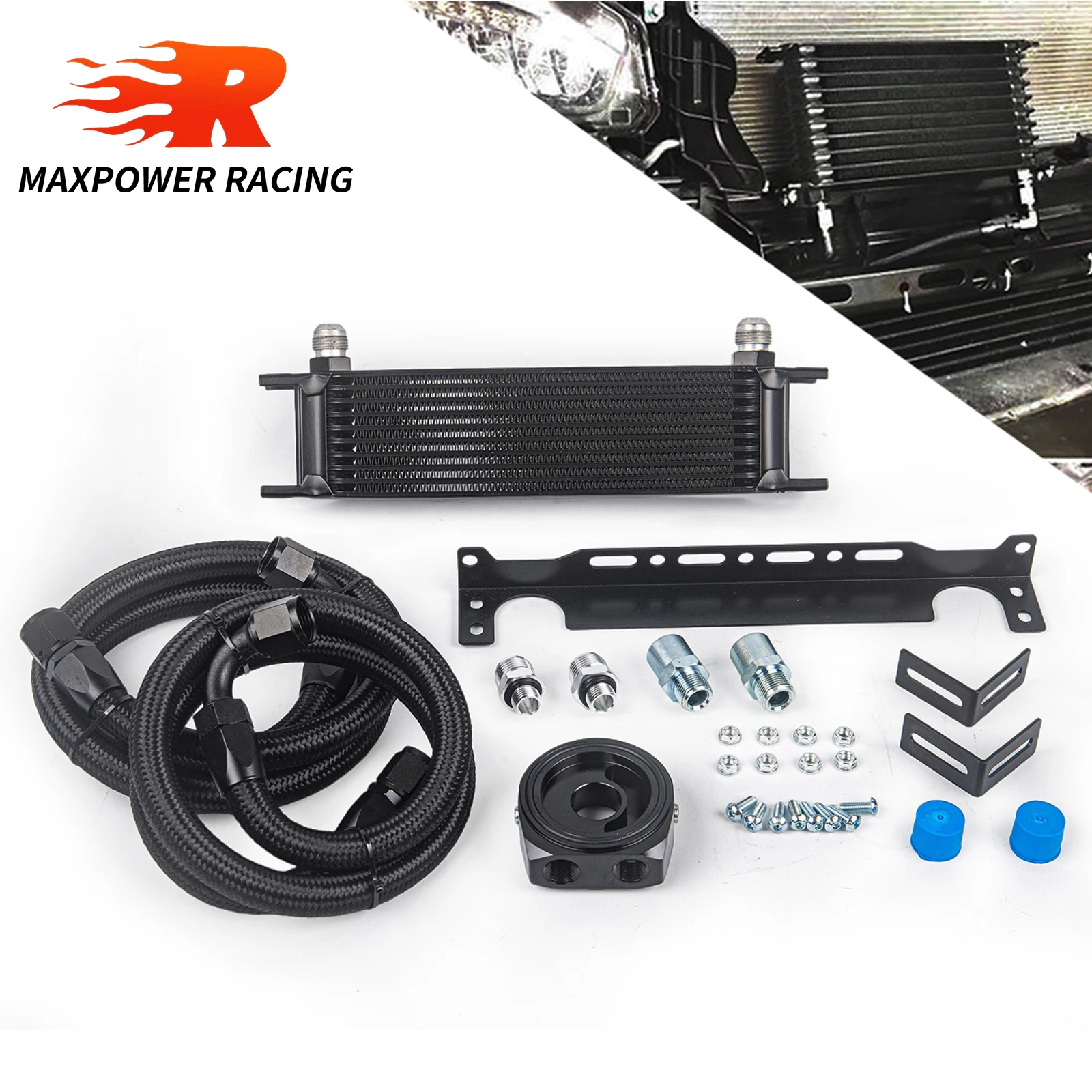 Oil Cooler Kit 10 Rows + Oil Filter Sandwich Adapter +Nylon Stainless Steel Braided AN10 Hose +Mounting Bracket Black
Oil Cooler Kit 10 Rows + Oil Filter Sandwich Adapter +Nylon Stainless Steel Braided AN10 Hose +Mounting Bracket Black