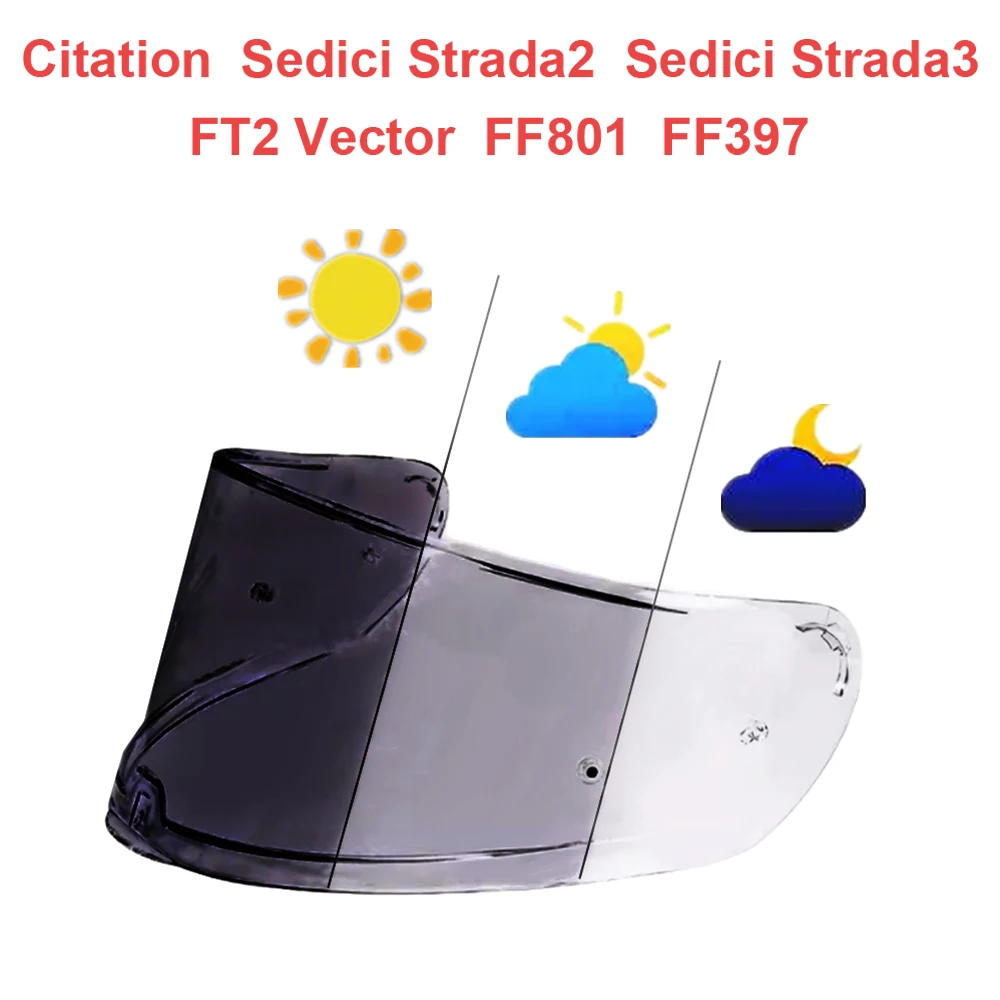 Photochromic Visor for LS2 FF801 FF397 Citation Sedici Strada2/3 FT2 Vector Motorcycle Helmet Accessories Face Shield Anti UV 
Photochromic Visor for LS2 FF801 FF397 Citation Sedici Strada2/3 FT2 Vector Motorcycle Helmet Accessories Face Shield Anti UV
