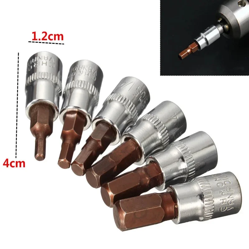 6PC Aluminium Alloy Metric 1/4" Drive Hex Bit Socket Set For Screw accessories
6PC Aluminium Alloy Metric 1/4" Drive Hex Bit Socket Set For Screw accessories