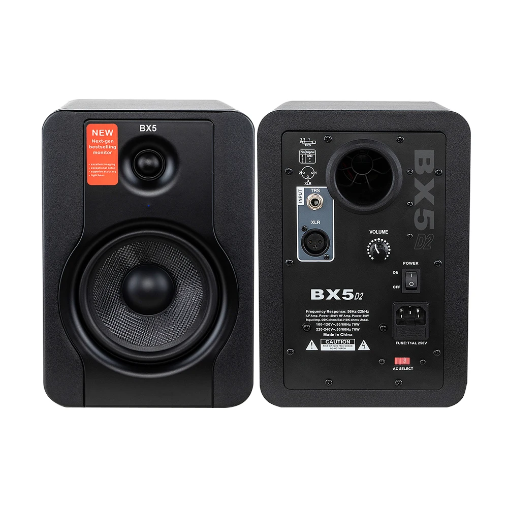BX5D2 5-дюймовые студийные динамики с полной мощностью 70 Вт и антимагнитным дизайном для детального аудио в музыкальном производстве
BX5D2 5-дюймовые студийные динамики с полной мощностью 70 Вт и антимагнитным дизайном для детального аудио в музыкальном производстве