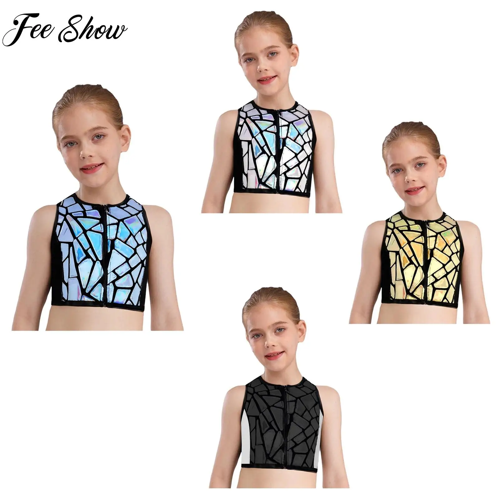 Children Ballet Gymnastics Training Costume Kids Sleeveless Shiny Sequins Metallic Vest Crop Tops Girls Performance Clothing
Children Ballet Gymnastics Training Costume Kids Sleeveless Shiny Sequins Metallic Vest Crop Tops Girls Performance Clothing