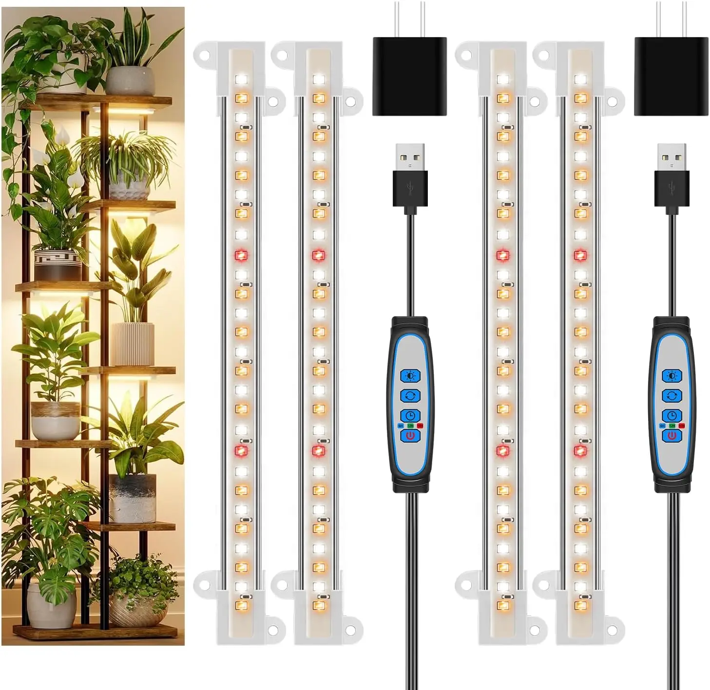 8 inch Grow Lights for Indoor Plants, 112 LEDs Full Spectrum Strip, Auto Timer 6/12/16H, 3 Modes, 2 Pack
8 inch Grow Lights for Indoor Plants, 112 LEDs Full Spectrum Strip, Auto Timer 6/12/16H, 3 Modes, 2 Pack