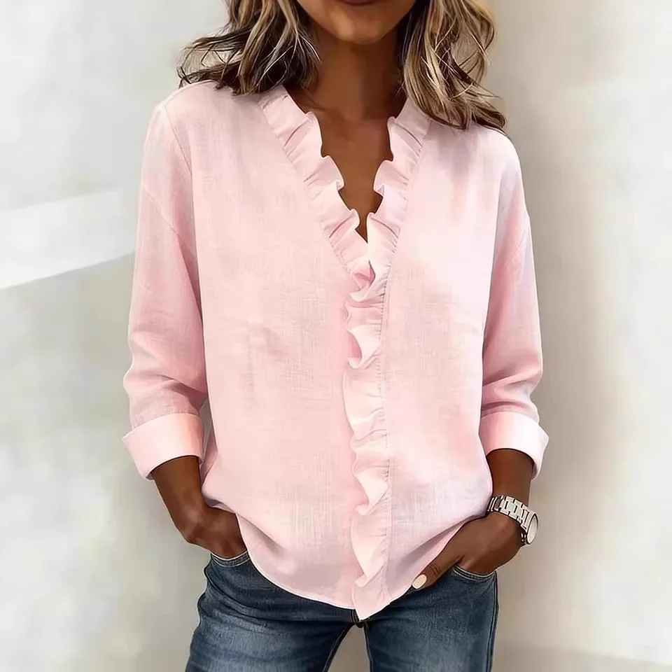 2026 European And American Spring Women's Ruffled Long-Sleeve Cotton Shirt
2026 European And American Spring Women's Ruffled Long-Sleeve Cotton Shirt