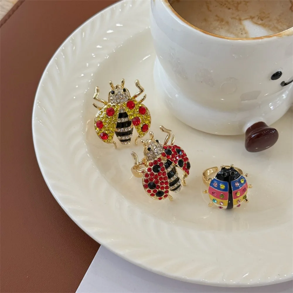 Cute Geometric Insect Drip Oil Ring Sparkling Colorful Cocktail Ring Korean Style Rhinestone Chunky Enamel Ring Decoration 
Cute Geometric Insect Drip Oil Ring Sparkling Colorful Cocktail Ring Korean Style Rhinestone Chunky Enamel Ring Decoration