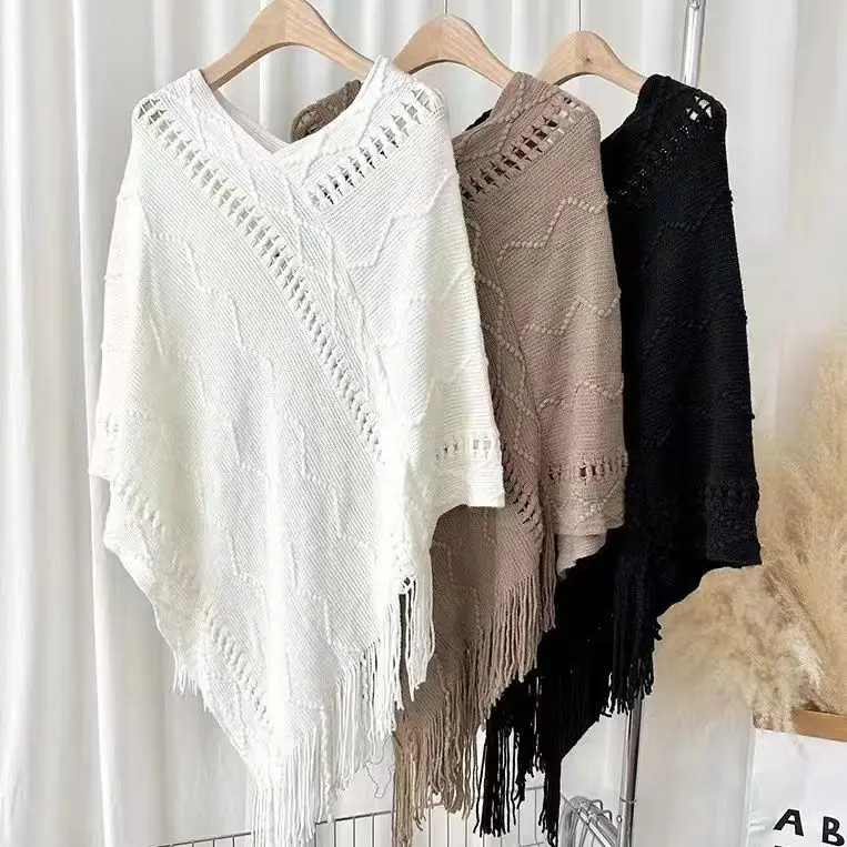 Fashion Tassel Knitted Poncho Scarf Solid Color Elegant Women Wraps Ladlies Spring Autumn Keep Warm Loose Design Shawl Stoles
Fashion Tassel Knitted Poncho Scarf Solid Color Elegant Women Wraps Ladlies Spring Autumn Keep Warm Loose Design Shawl Stoles