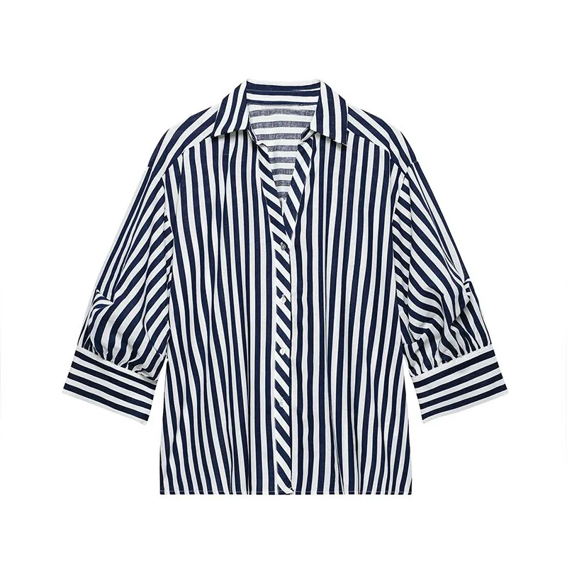 Women's Striped Shirts New 2026 Summer Casual Women Jonny Collar V-Neck Puff Sleeve Versatile Blouses Casual Female Chic Top
Women's Striped Shirts New 2026 Summer Casual Women Jonny Collar V-Neck Puff Sleeve Versatile Blouses Casual Female Chic Top