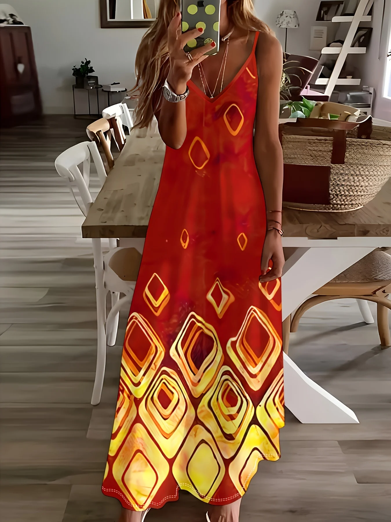 Printed Design Casual Gradient Geometric Diamond Print Slip Dress
Printed Design Casual Gradient Geometric Diamond Print Slip Dress