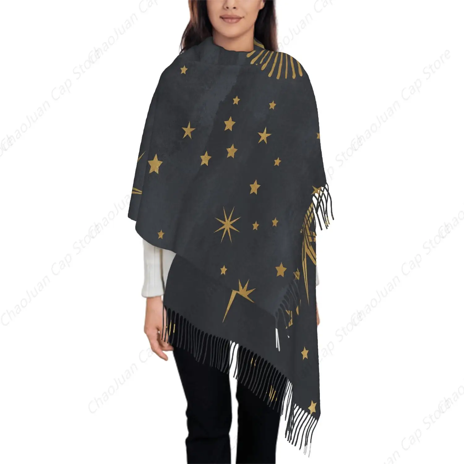 Oversize Scarf for Women Gold Star Moon Starry Scarf Tassel Scarves Fall Winter Shawl Wraps
Oversize Scarf for Women Gold Star Moon Starry Scarf Tassel Scarves Fall Winter Shawl Wraps