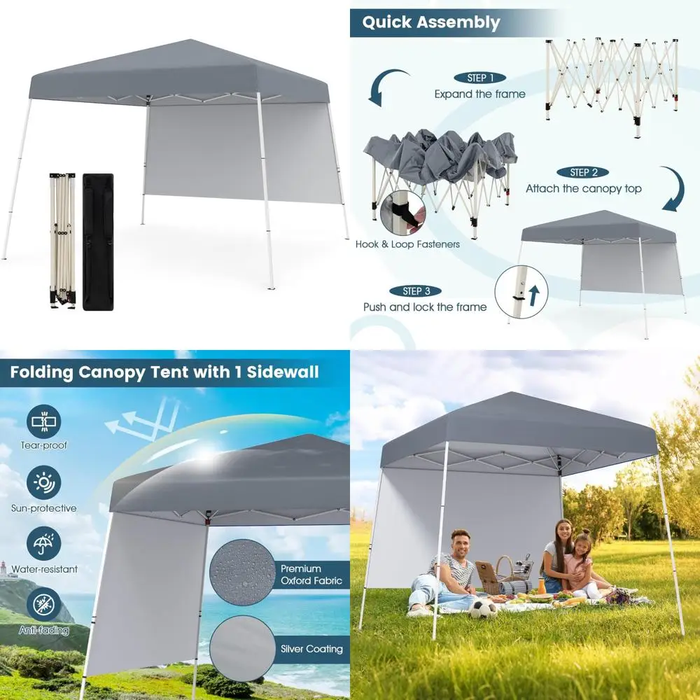 Portable Heavy-Duty 10x10 Canopy with Sidewall, Easy Setup Outdoor Tent, UPF 50+ Sun Protection, Backpack Included, 4 Stakes for
Portable Heavy-Duty 10x10 Canopy with Sidewall, Easy Setup Outdoor Tent, UPF 50+ Sun Protection, Backpack Included, 4 Stakes for