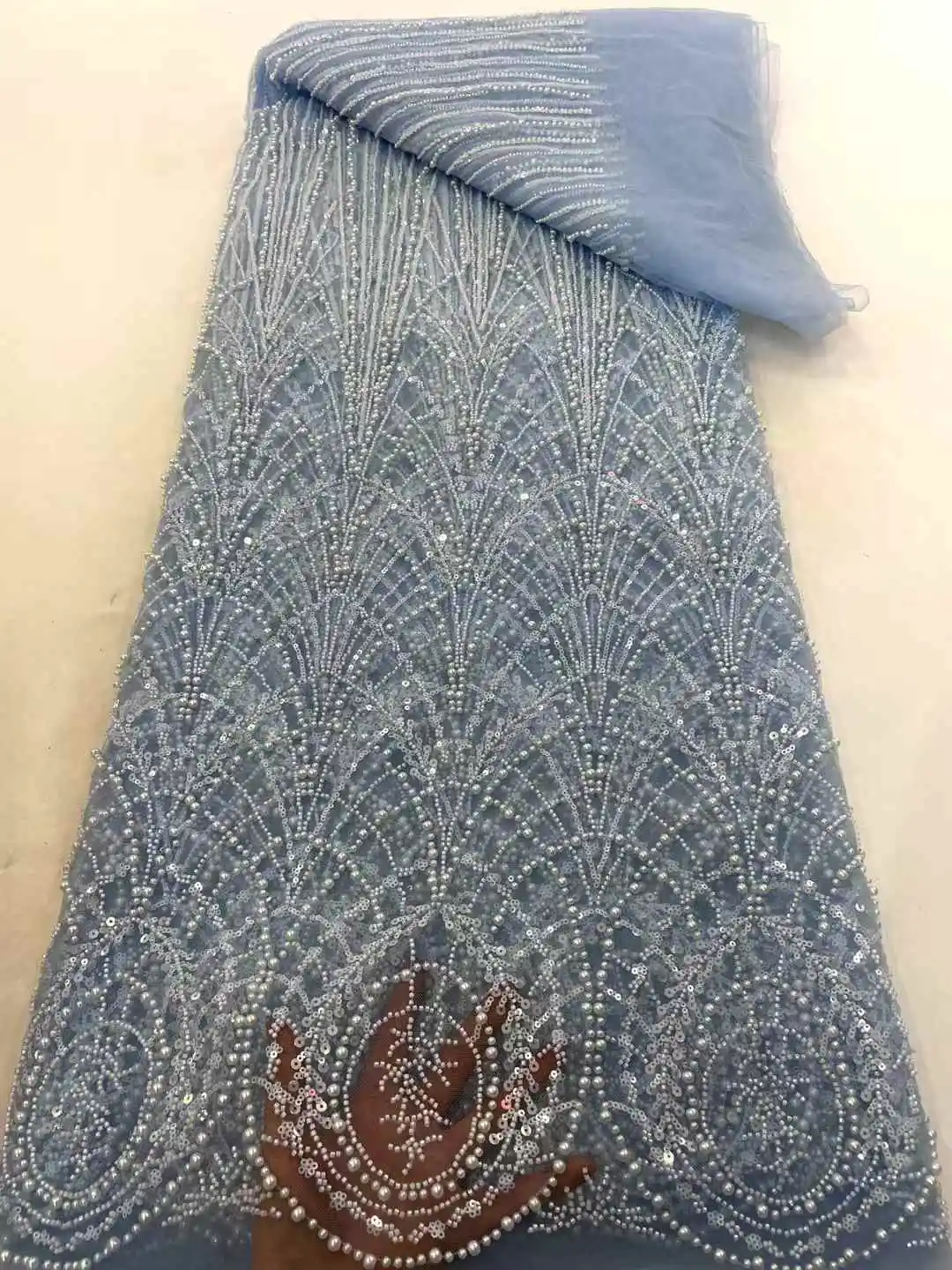 High-End Handmade Beaded Lace Fabric, France Sequins Embroidery, 3D Beads, Nigerian Bridal Mesh Lace Fabric for Sewing
High-End Handmade Beaded Lace Fabric, France Sequins Embroidery, 3D Beads, Nigerian Bridal Mesh Lace Fabric for Sewing
