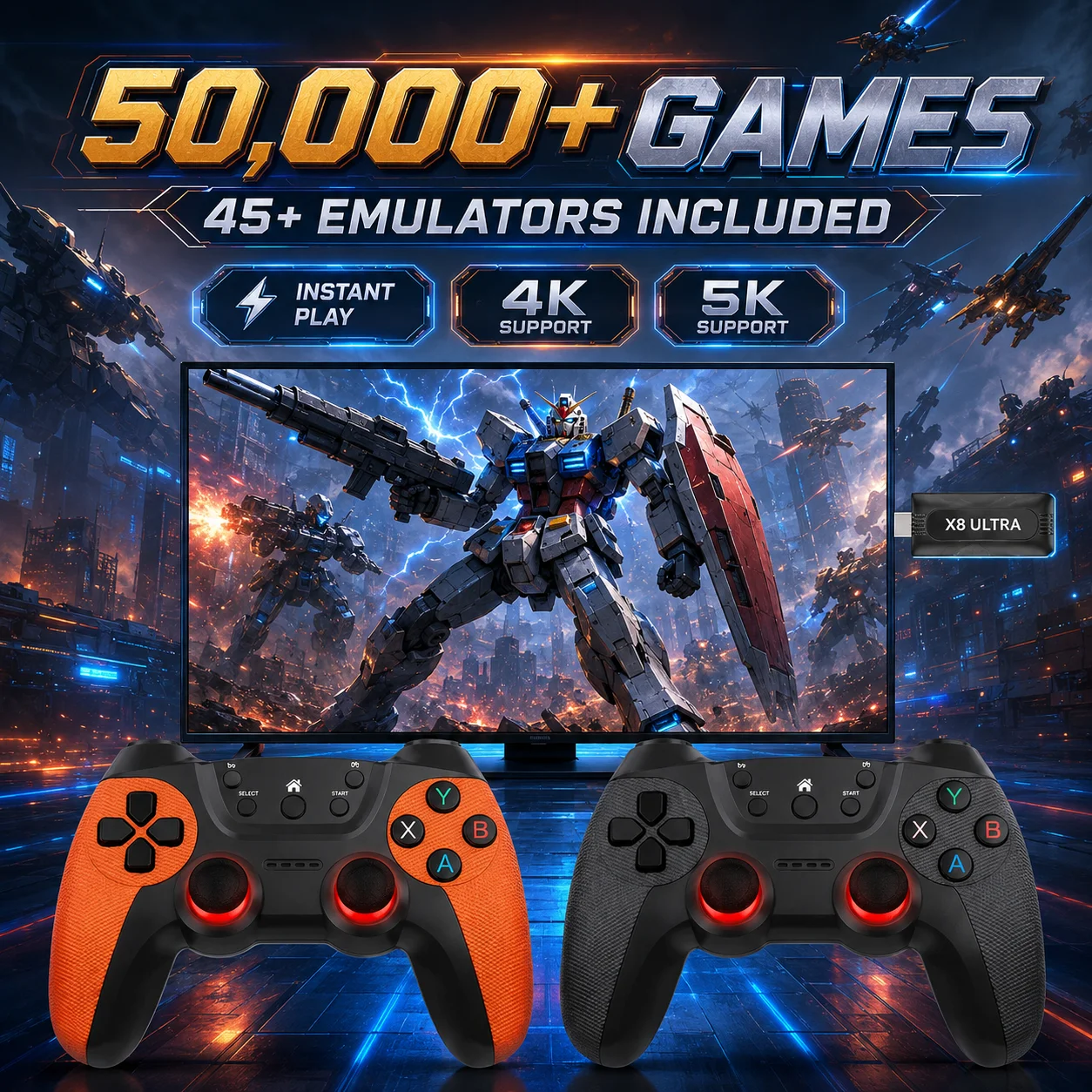 X8 Ultra Classic Game Stick 64GB Retro Video Game Console 40000+ Classic Games 2.4G Wireless Controllers 4K TV Player
X8 Ultra Classic Game Stick 64GB Retro Video Game Console 40000+ Classic Games 2.4G Wireless Controllers 4K TV Player