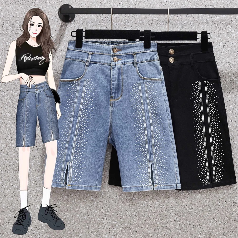 Fashion Women Denim Shorts High Waist Rhinestone Slim Fit Half Pants Summer Casual Jean Shorts Plus Size Pants
Fashion Women Denim Shorts High Waist Rhinestone Slim Fit Half Pants Summer Casual Jean Shorts Plus Size Pants