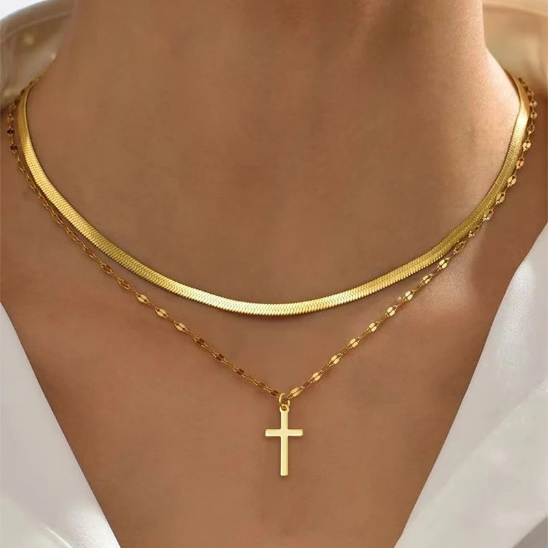 New 2Pcs Golden Cross Pendant Necklace Party Vacation Anniversary Classic Trendy Fashion Accessory Versatile Niche Necklace
New 2Pcs Golden Cross Pendant Necklace Party Vacation Anniversary Classic Trendy Fashion Accessory Versatile Niche Necklace