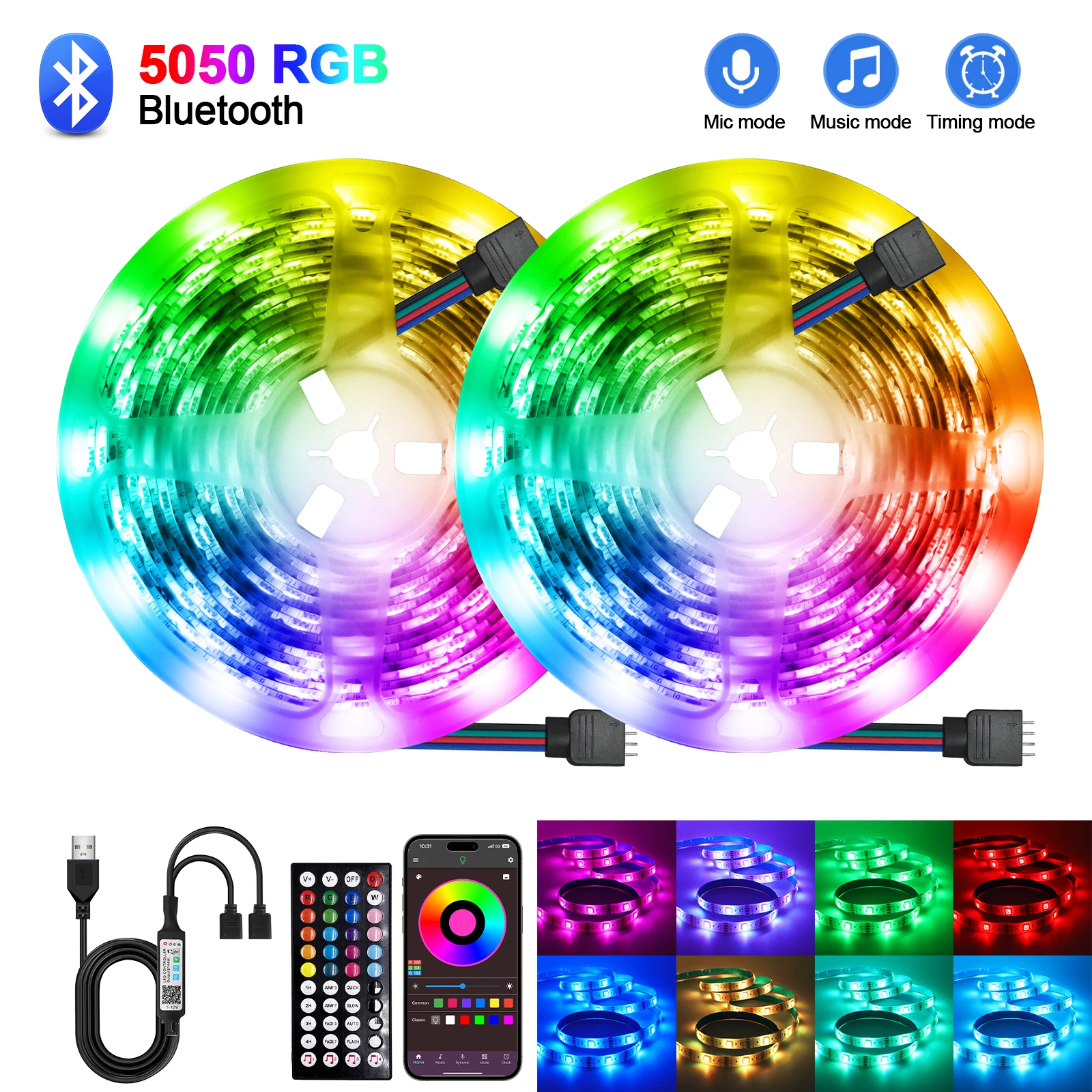 USB LED Strip Lights SMD 5050 RGB Bluetooth Control Kit Flexible Ribbon LED Tape Self-adhesive 1/2/3/4/5M for TV Backlight Diode
USB LED Strip Lights SMD 5050 RGB Bluetooth Control Kit Flexible Ribbon LED Tape Self-adhesive 1/2/3/4/5M for TV Backlight Diode