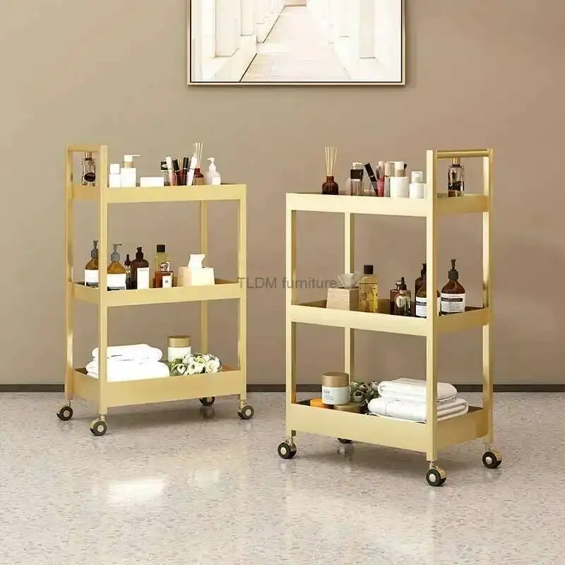 Home Art Golden Iron Furniture Salon Salon Trolleys Light Luxury Beauty Salon Tool Trolley with Wheels Minimalist Storage Rack A 
Home Art Golden Iron Furniture Salon Salon Trolleys Light Luxury Beauty Salon Tool Trolley with Wheels Minimalist Storage Rack A