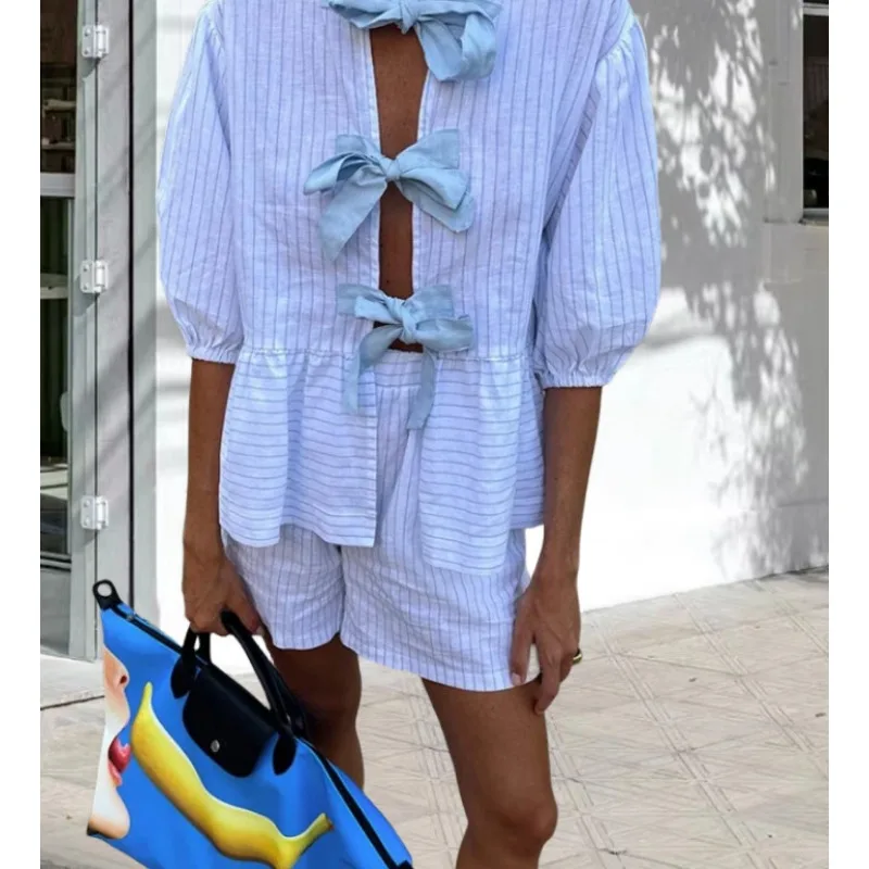 Blouses Suits Women Front Bow Tie White Blouse Tops Shorts 2-piece Set Spring Summer Women's Clothing Casual Streetwear Trendy
Blouses Suits Women Front Bow Tie White Blouse Tops Shorts 2-piece Set Spring Summer Women's Clothing Casual Streetwear Trendy