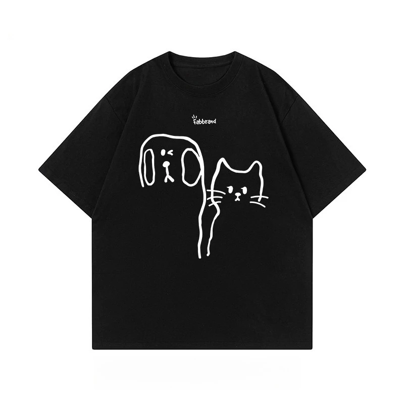 Trendy Brand Simple Fun Cat Dog Print Short-sleeved Men's and Women's Same T-shirt 2025 Summer New Crew Neck Sports Popular Top
Trendy Brand Simple Fun Cat Dog Print Short-sleeved Men's and Women's Same T-shirt 2025 Summer New Crew Neck Sports Popular Top