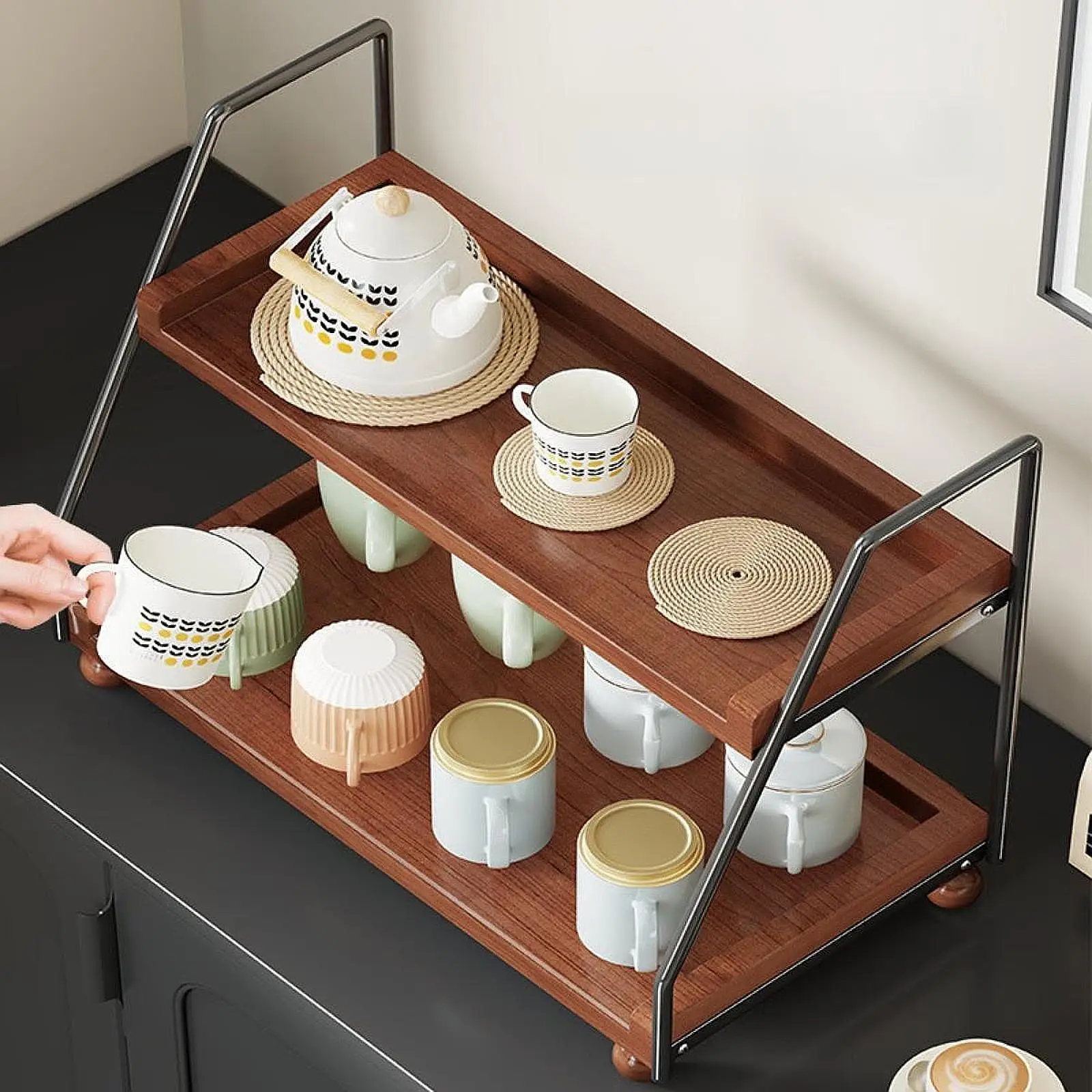 2-уровневая подставка для чашек, настольный органайзер, современное компактное настольное хранилище
2-уровневая подставка для чашек, настольный органайзер, современное компактное настольное хранилище
