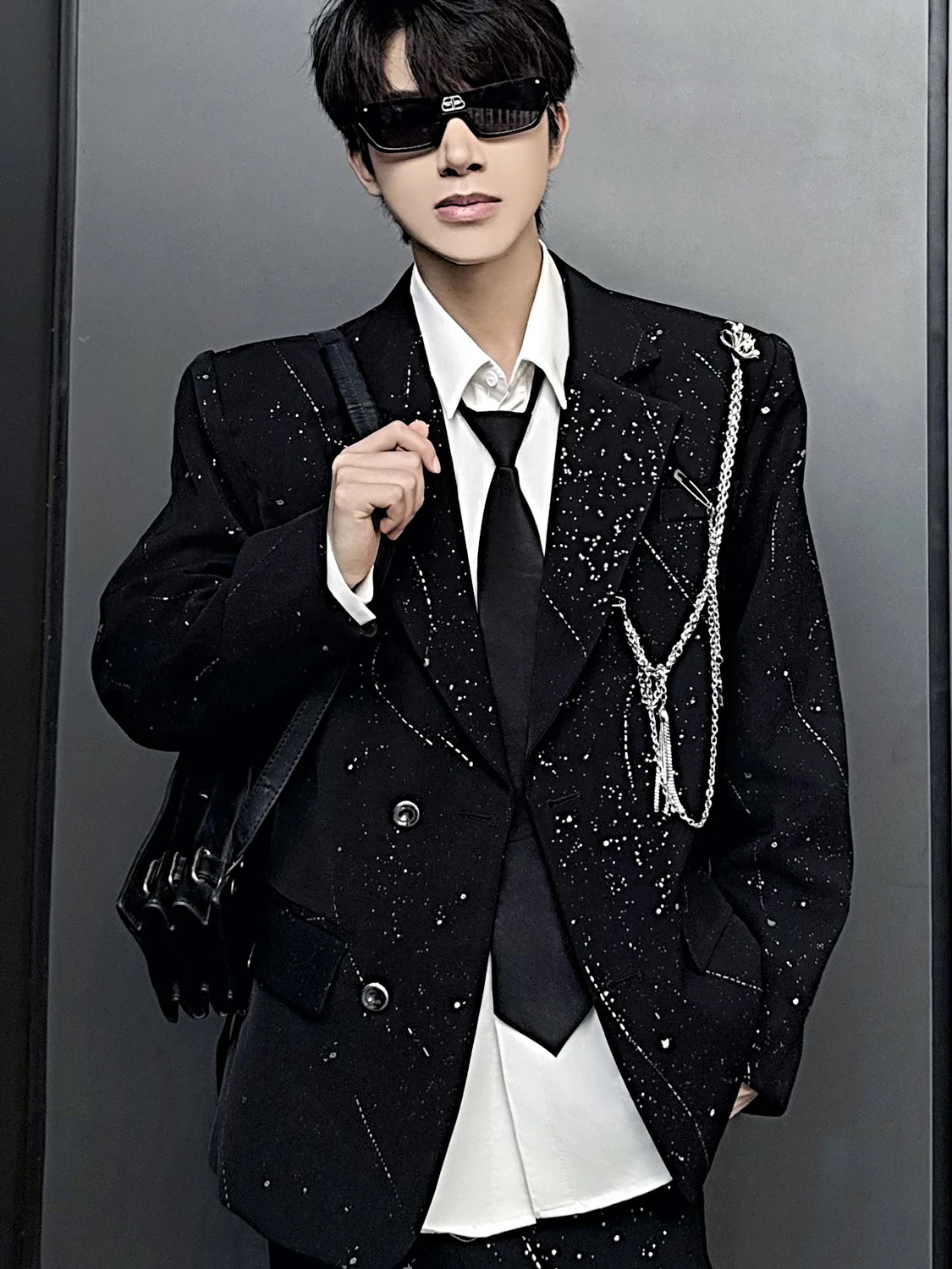 Bla Star Men's Casual Suit Jaet iny Pad oulder Trendy Spring Autumn Outerwear Polyester Fiber Long Sve
Bla Star Men's Casual Suit Jaet iny Pad oulder Trendy Spring Autumn Outerwear Polyester Fiber Long Sve